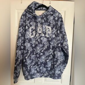 LoveShackFancy x GAP Blue and White FLORAL Hoodie sweatshirt XL